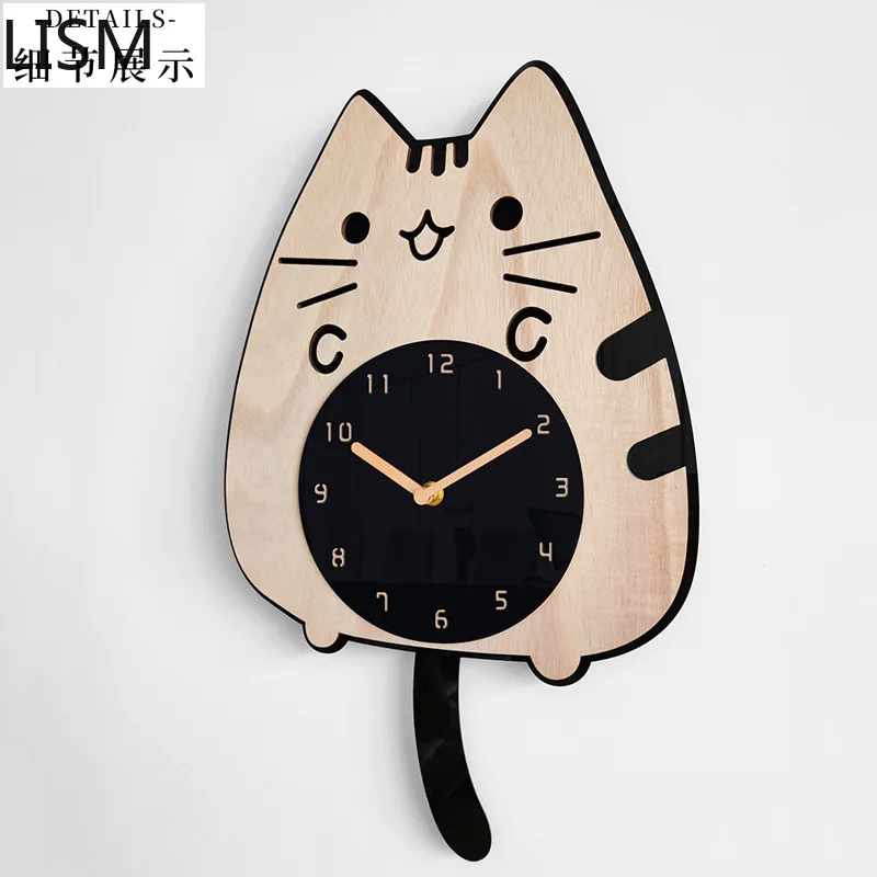 

Wall Clock for Girls Cartoon Cartoon Wobble Tail Cat Wall Clock Animal Wall Clock Kids Bedroom Decoracion Para El Hogar
