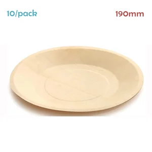 Продвижение-вечерние свадебные принадлежности Посуда одноразовые сушисалатДесерт 190 мм круглые деревянные пластины, 10 шт.упаковка