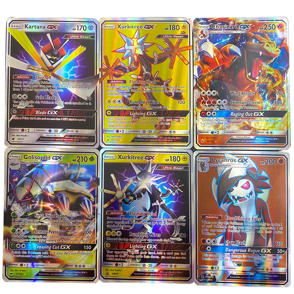 

120PCS Pokemon Cards Shining Card GX MEGA English Battle Game Card Collection Trading Playing Carte Pokémon Kids Toys Cool Gift