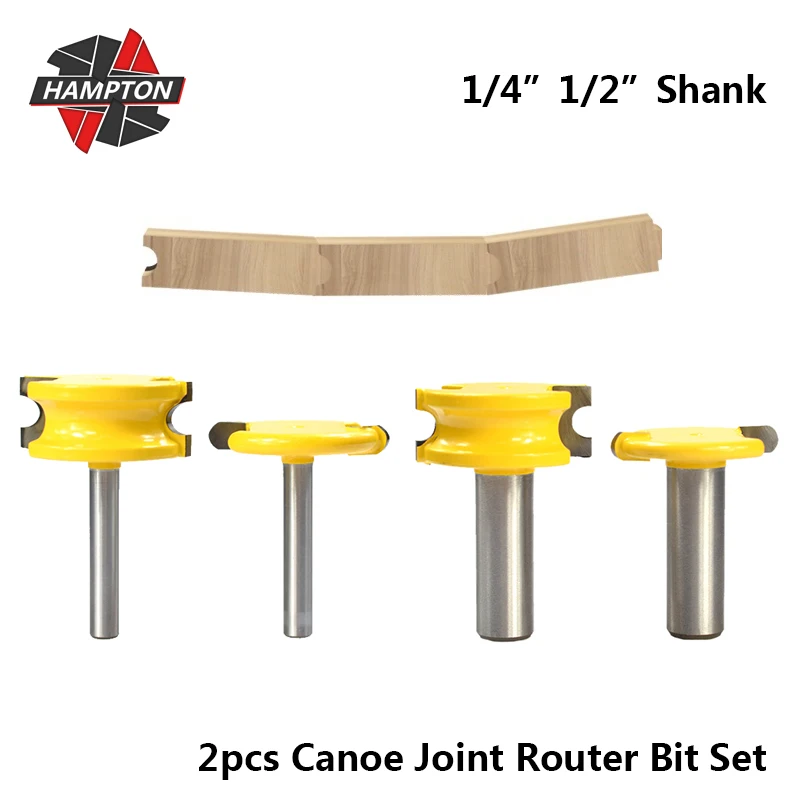 

Hampton Canoe Joint Router Bit Set 1/4" 1/2" 8mm Shank Carbide End Mill Woodworking Tenon Cutter Flute And Bead Router Bit
