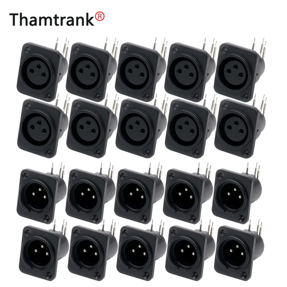 

100pcs XLR 3 Pin Waterproof Female Socket&Male Plug Connecter Adapte for Power MIC microphone Connector