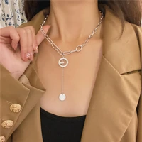 punk layered chain necklace lock pendant nacklace for women letter g choker steel jewelry aesthetic accessories new 2021