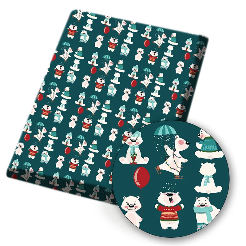 1 шт. Полиэстеровая хлопковая ткань с принтом медведя из мультфильма|Ткань| |