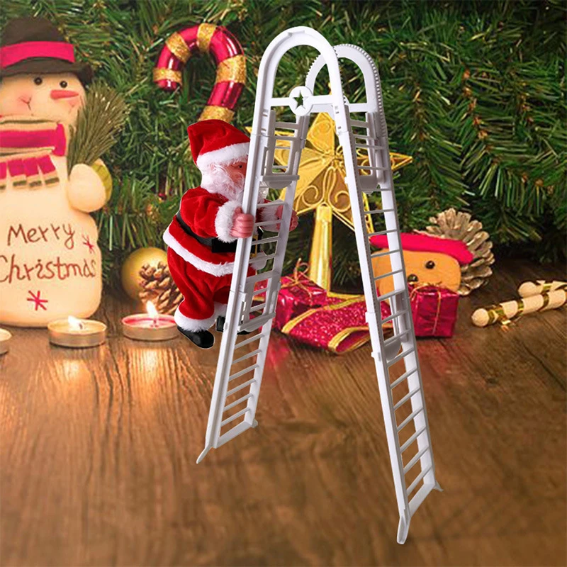

Santa Claus Climbing Ladder Doll with Music Xmas Tree Decor Christmas Tree Outdoor Indoor Hanging Christmas Decoration Electric