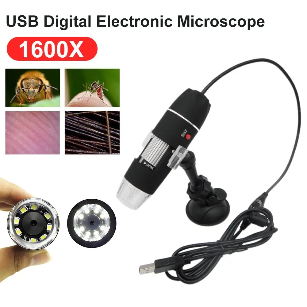 1600X Мегапиксели 1600X8 СВЕТОДИОДНЫЙ Цифровой Микроскоп USB эндоскоп камера микроскопио Лупа электронный стерео Пинцет увеличение - Цвет: 1600X