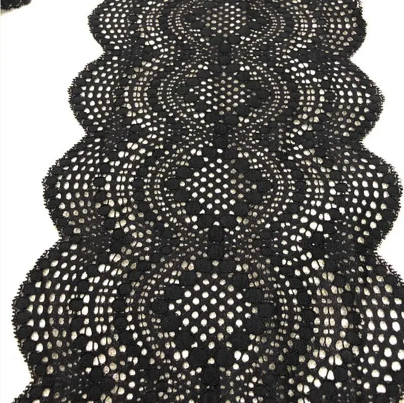 1 ярд черное эластичное белье из спандекса кружевная отделка Цветочная