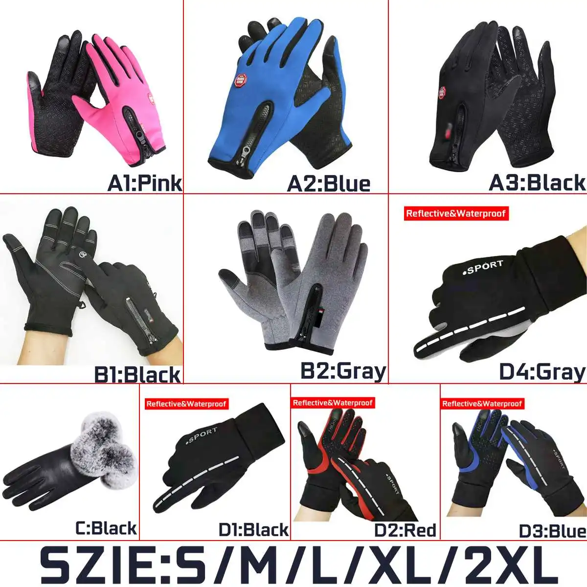 

Heated Waterproof Winter Gloves Fluff Warm Gloves Touch Screen Reflective Anti Slip Sport Riding Cycling Skiing Gloves Unisex