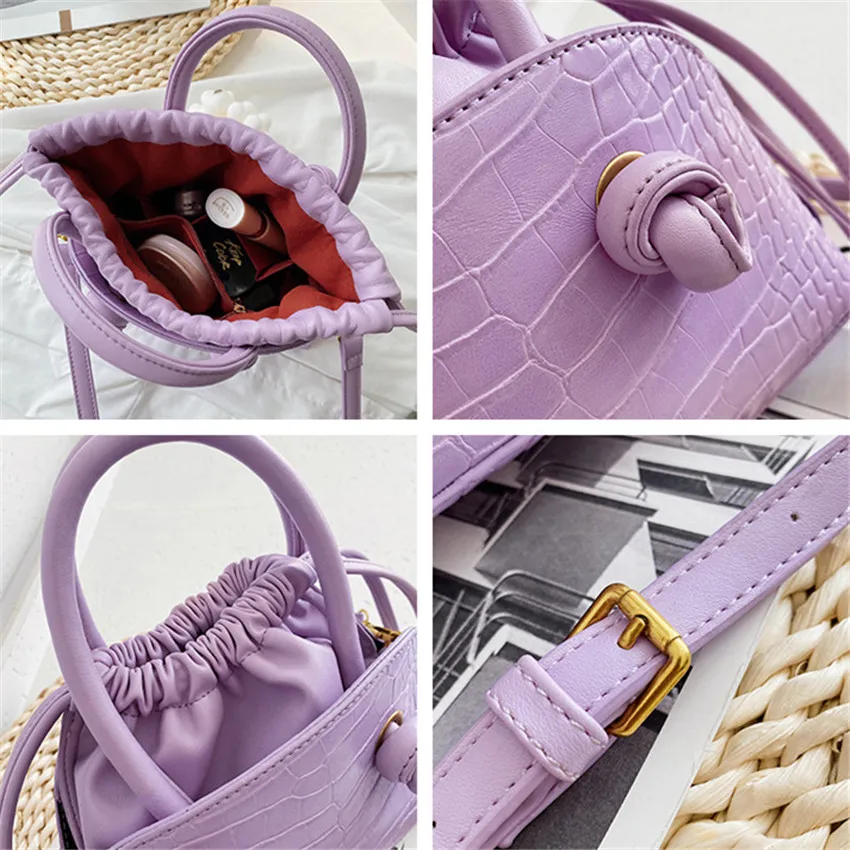 

TOYOOSKY Fashion Drawstring Bucket Women Bags Alligator Small Ladies Handbags Shell Crossbody Bags For Women 2020 Sac A Main
