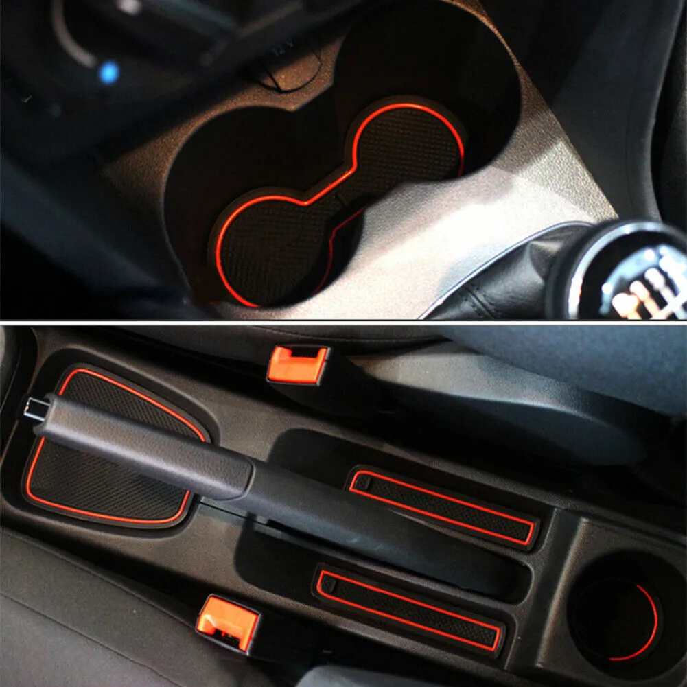 

9pcs/Sets Cup Holder Cup Holder Mat Dust Proof In Red Interior Non-Slip