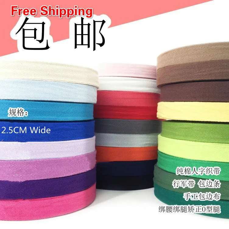 50Yard/Lot Canvas Herringbone Twill Cotton Ribbon Tape 2.5CM Webbing Bias Binding Lace Belts Straps For DIY Bag Craft Material | Дом и сад