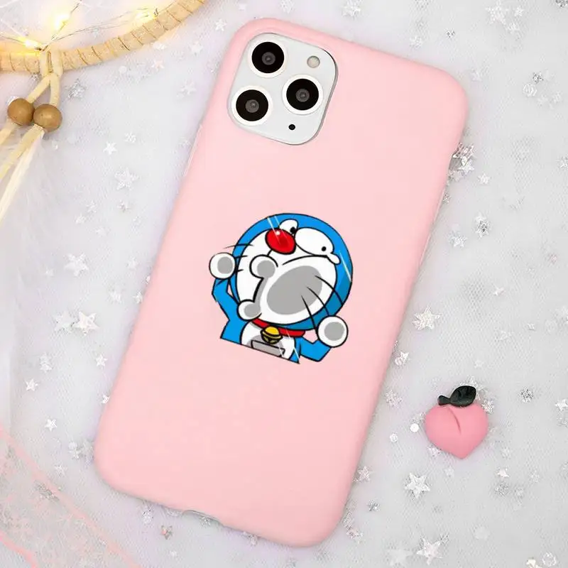 

Japanese anime Doraemon Phone Case Candy Color for iPhone 11 12 mini pro XS MAX 8 7 6 6S Plus X SE 2020 XR