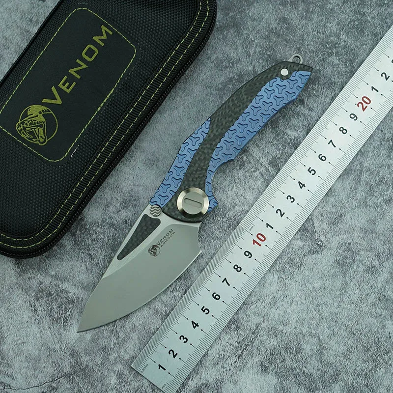 Складной нож VENOM KEVIN JOHN Flipper лезвие M390 CF из титанового сплава ручка для кемпинга