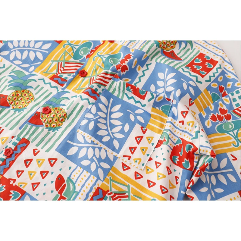 

Hawaii Summer Blouses 2021 New All-match Beach Holiday Fruit Print Shirts Female Casual Chic Party Turn-down Collar Loose Blusas