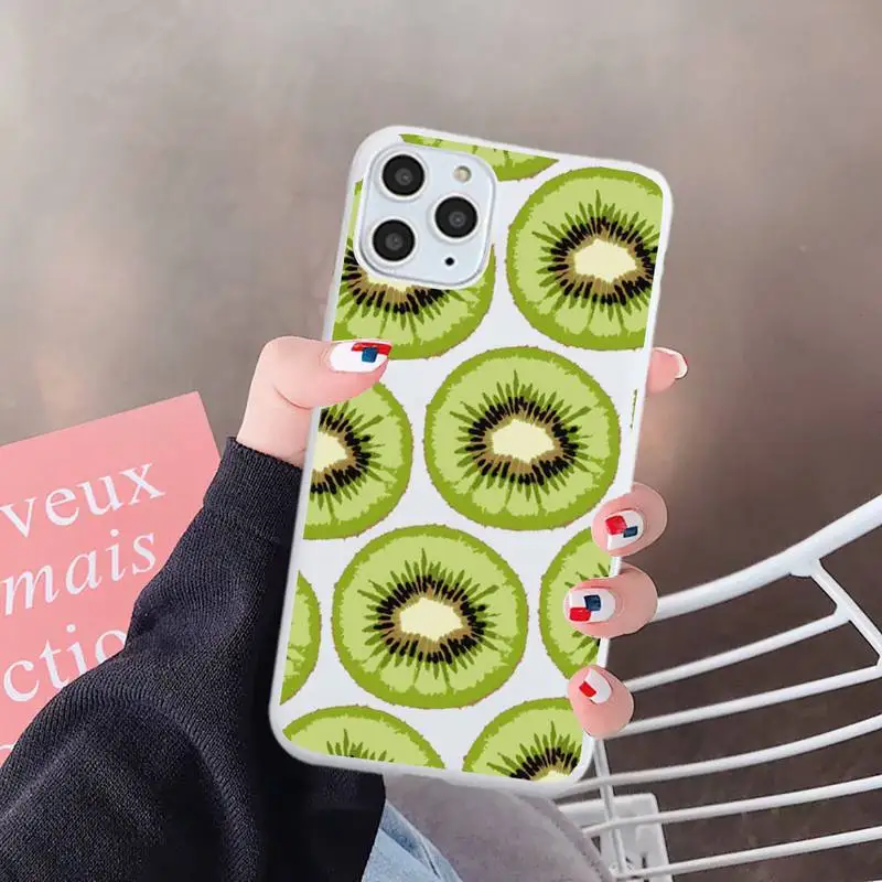

Kiwi green fruit Phone Case Candy Color for iPhone 6 7 8 11 12 s mini pro X XS XR MAX Plus