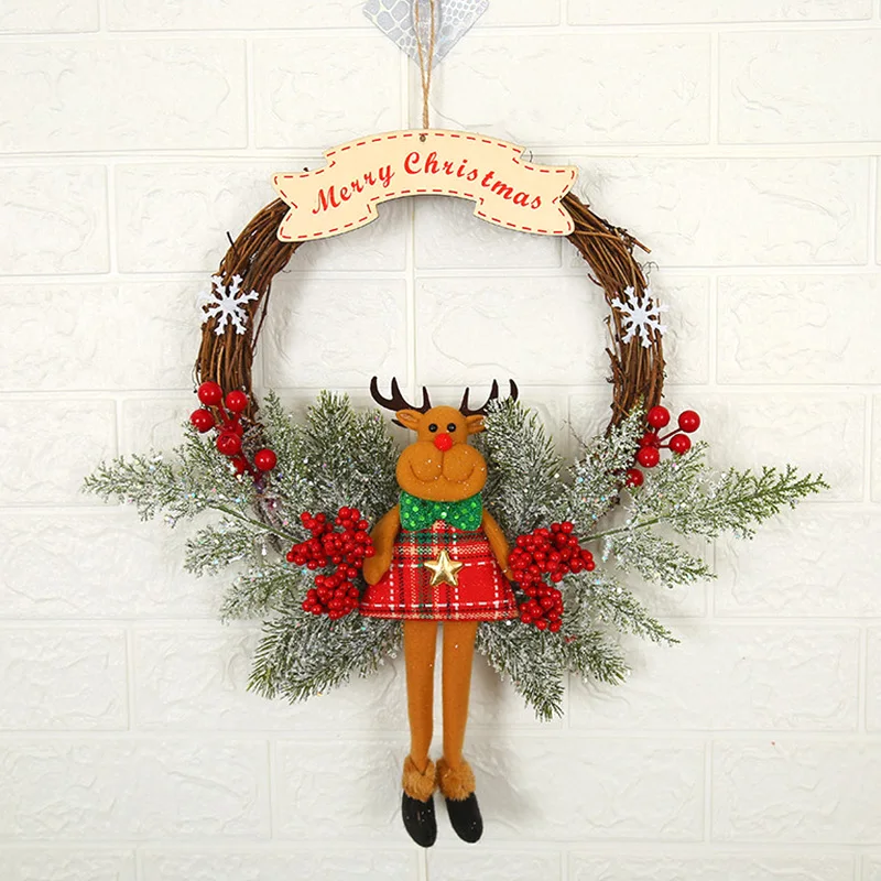 Рождественский венок на дверь рождественское кольцо из ротанга искусственная