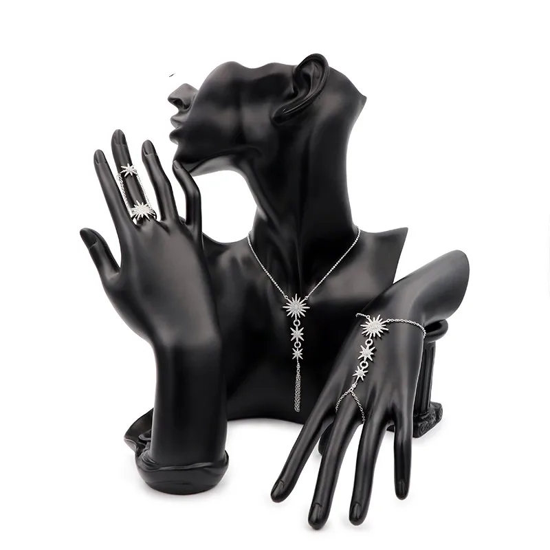 

Famous Brand Design Sunflower Finger Conjoined Bracelet For Women Micro Pave Cubic Zirconia Siamese David Star Hot Jewelry Zk30