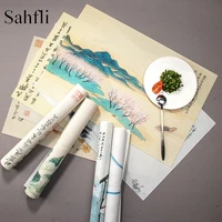chinese traditional painting placemats for dinning tables pvc rectangle mats pad kitchen accessories home tableware decoration