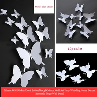 12pcs 3d mirrow wall sticker butterflies wall sticker self adhesive wall stickers for decoration of wedding home bedroom refrige