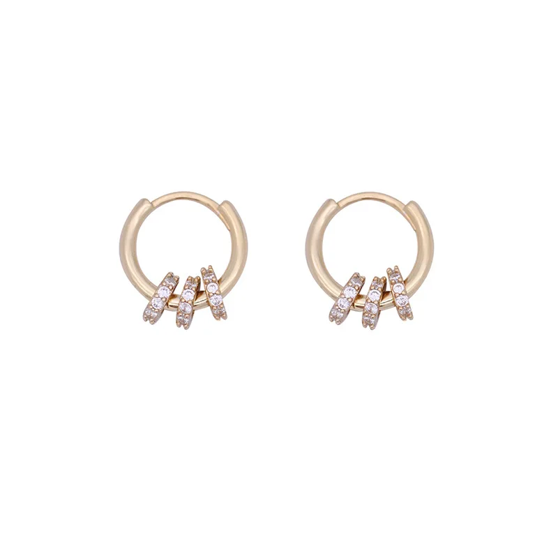 

LOVOACC Dainty Bling Bling Rhinestone Round Hoop Earrings for Women Gold Color Metal Multi Circle Geometric Statement Earrings