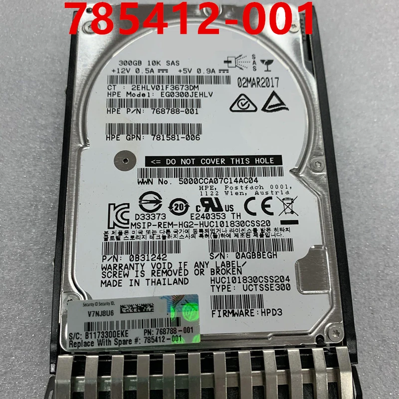 

Original New HDD For HP G7 300GB 2.5" SAS 12 Gb/s 64MB 10000RPM For Internal HDD For Server HDD For 785071-B21 785412-001