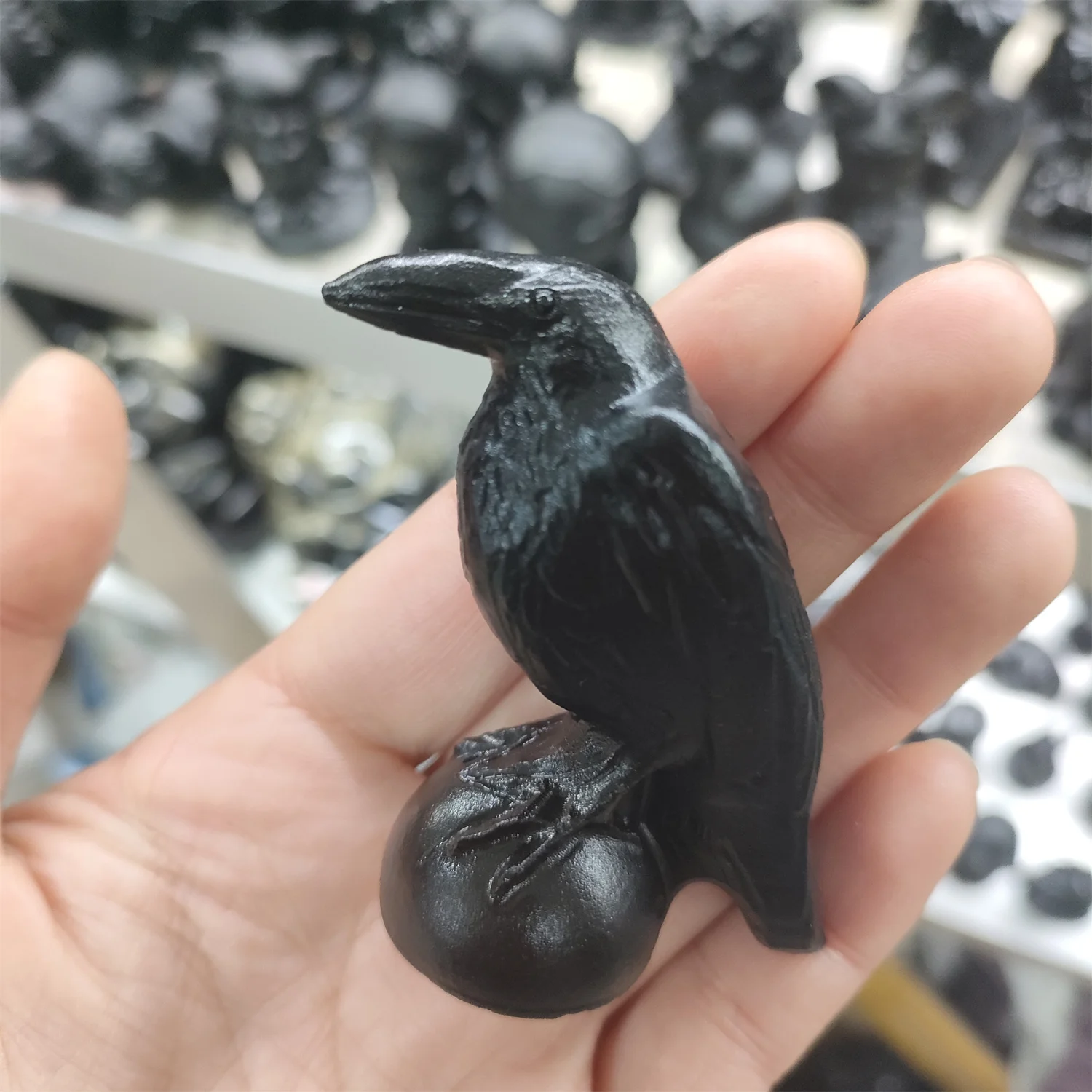1 шт. натуральный обсидиан кварц животное птица ручная резка кристалл