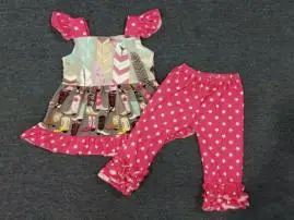 Летний комплект для девочек без рукавов в белый горошек цвет розовый красный