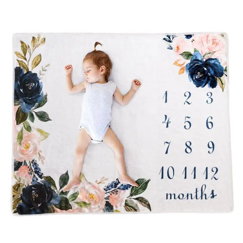 

Baby Monthly Milestone Blanket Soft Flannel Best Photography Backdrop Photo Prop for Newborn Boys Girls