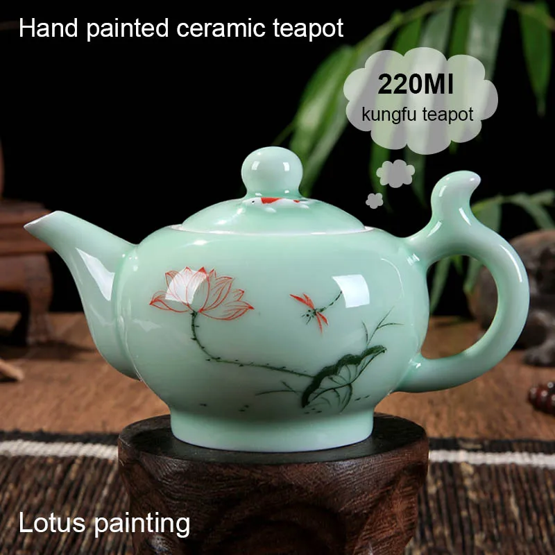 BORREY Ceramic Teapot Porcelain Cup Longquan Celadon Chinese Kung Fu Tea Set Hand Painted Puer Oolong Water Kettle - купить по
