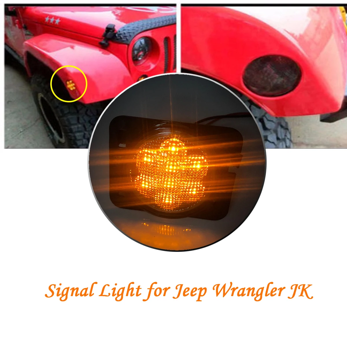 

Amber Front LED Turn Signal Light Fender Side Light Combo Lens For 2007-2017 Jeep Wrangler JK Lamp