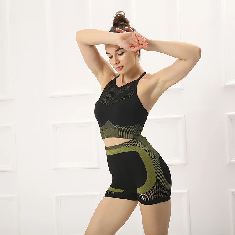 Комплект из 2 предметов женский спортивный костюм для йоги сексуальный
