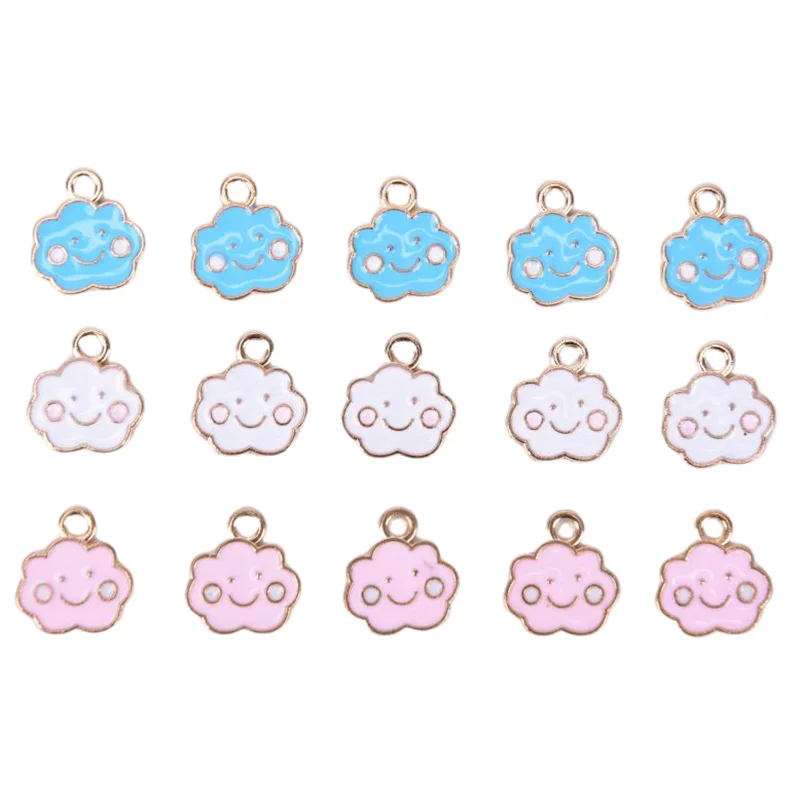 

10pcs/Set Enamel Smile Face Cloud Charms Trinket Metal Cloud Pendants Alloy Dangle For Earrings Jewelry Making DIY