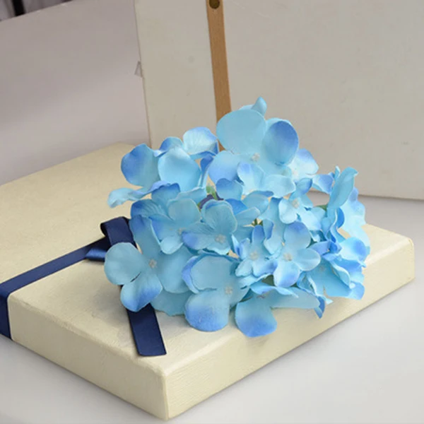 new blue Искусственная гортензия букет цветок, шелковые цветы с стержня для дома Свадебные украшения подарок DC112 - Цвет: new blue