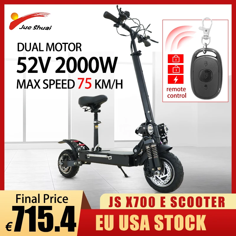 

EU USA Stock Electric Scooter 2000W 52V Dual Motor Foldable trotinette électrique for Adults Powerful 75KM/H Max E Scooter