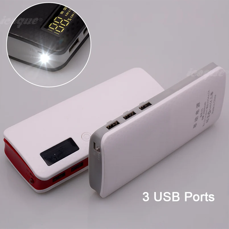 Внешний аккумулятор с 3 USB портами без батареек для телефонов iPhone Android|Зарядные