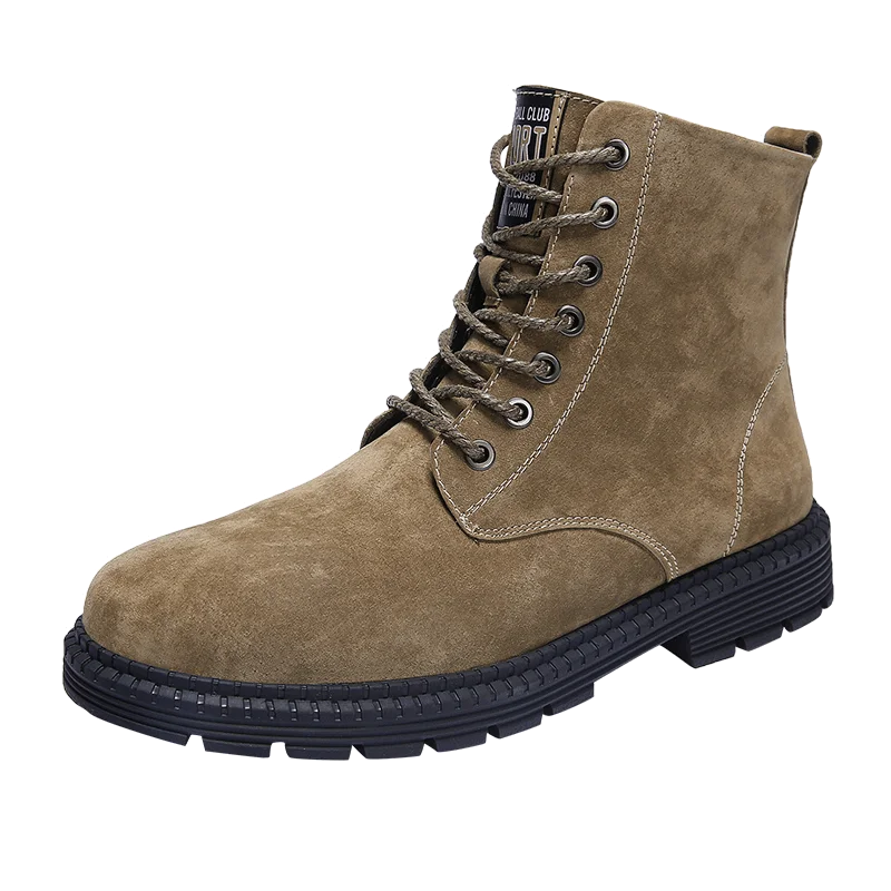 Light Brown Мужские ботинки из натуральной кожи; Новинка; модные мужские Ботильоны; дышащие ботинки; мужские рабочие ботинки на шнуровке высокого качества в винтажном стиле - Цвет: Light Brown