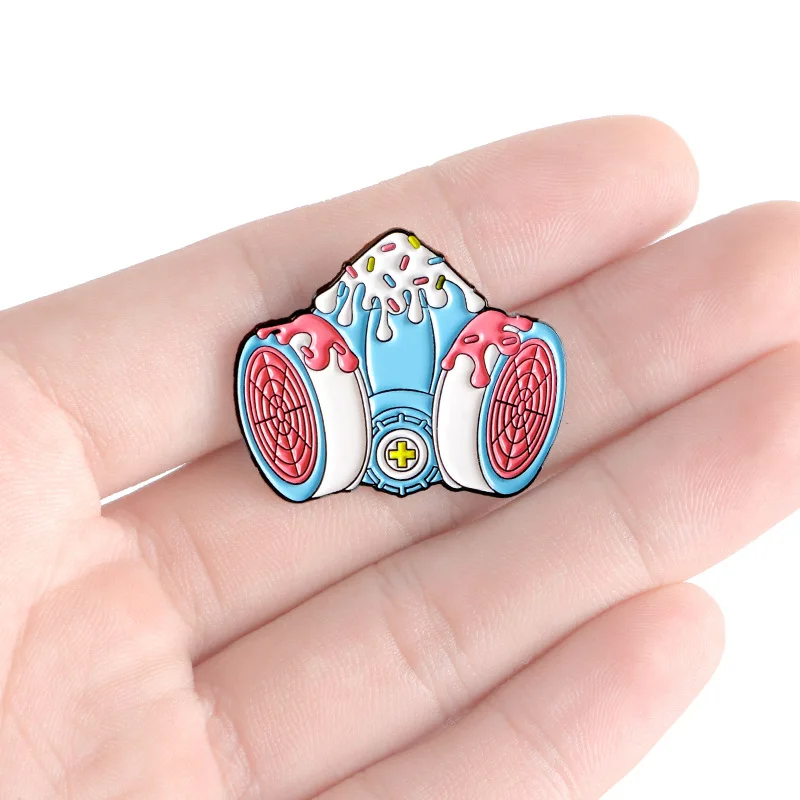 Sweet Melty Gas mask Brooch Ice cream Cake Mask Enamel Pin Anime Cosplay For Women Girl Lapel backpack Badges Jewelry | Украшения и