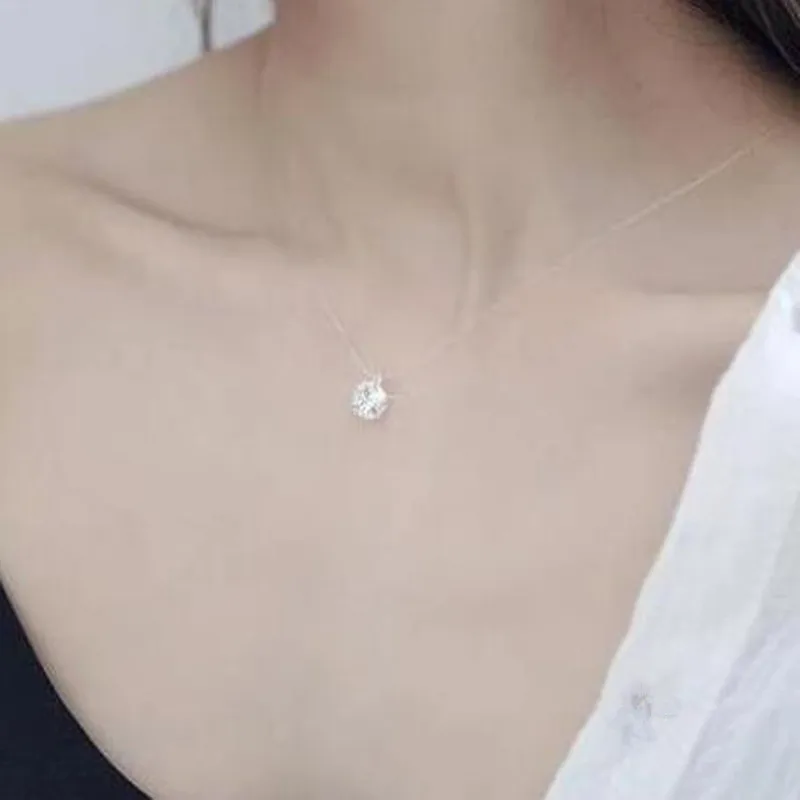 Ожерелья с кулоном из циркония ослепительное невидимое ожерелье хрустальной