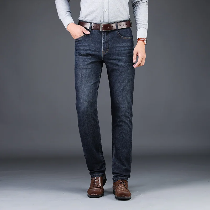 Брендовые мужские джинсы прямые Эластичные штаны деловые casual для Для мужчин