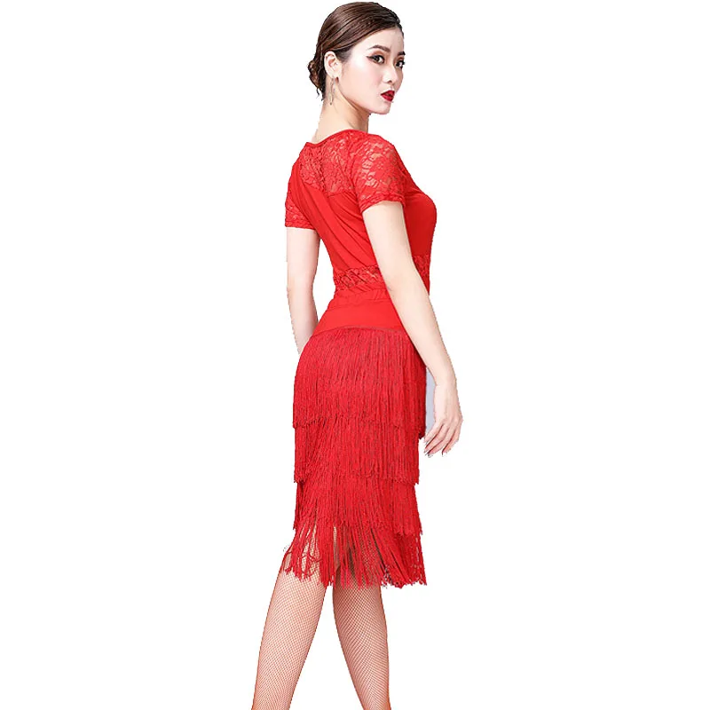 

Latin Dance Dress Tassel Training Practice Suit Stage Performance Tassel Lace Dancing Costume