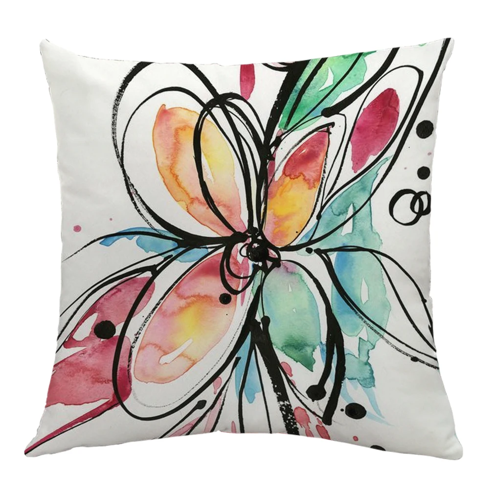 Разноцветная наволочка с цветочным узором хлопковое украшение для дома