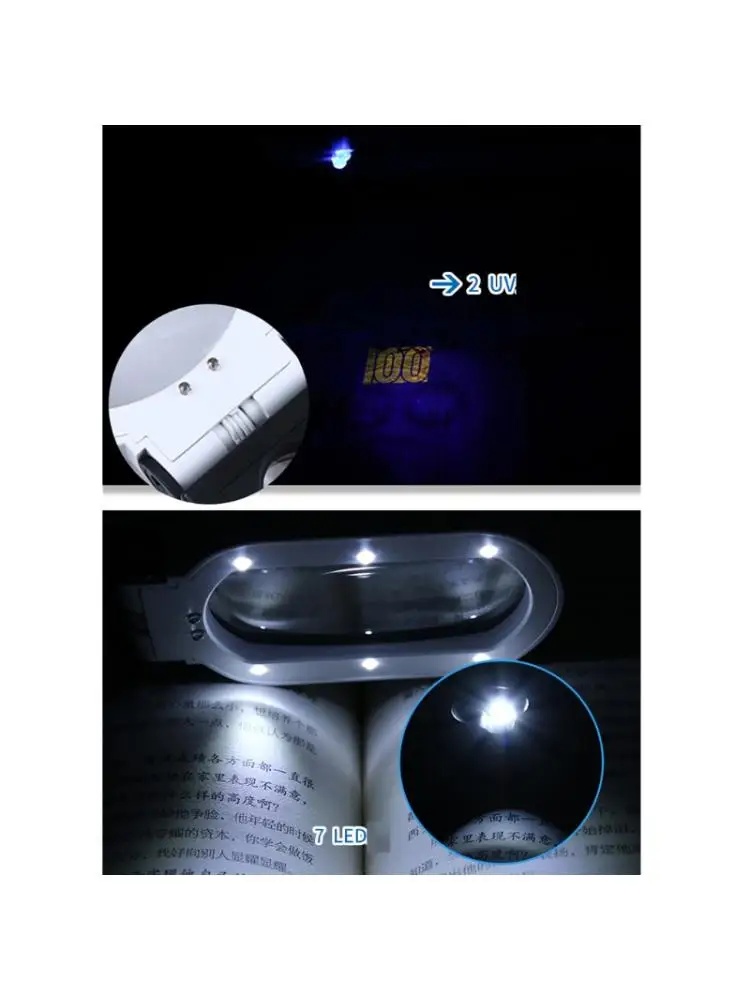 

Foldable Magnifying Glass with 7LED and 2 UV Lights. 10x/25x View for Close Work
