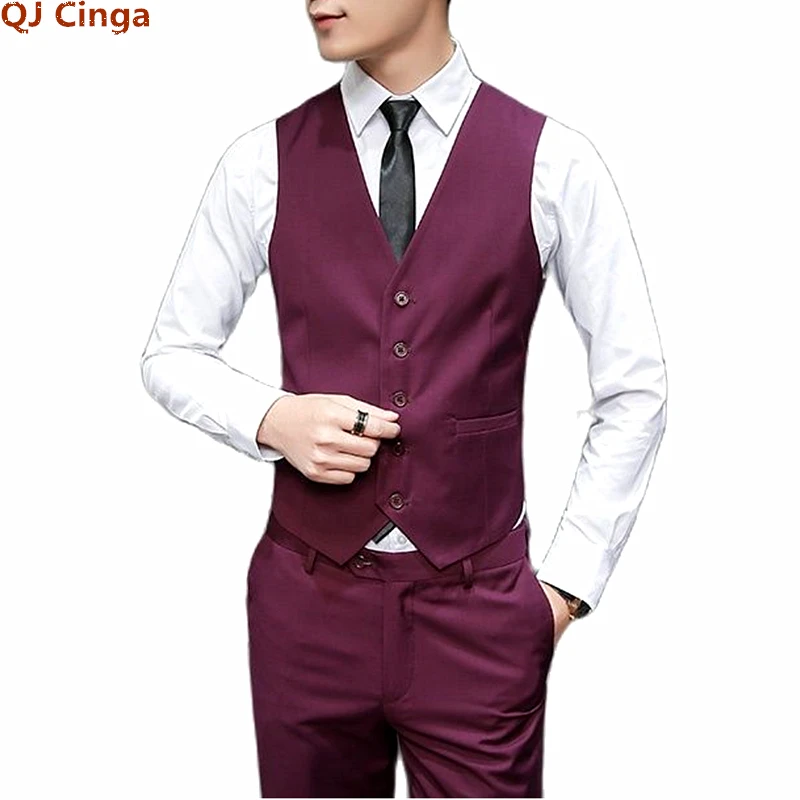 Однобортный синий жилет без рукавов мужской с V-образным вырезом для работы и