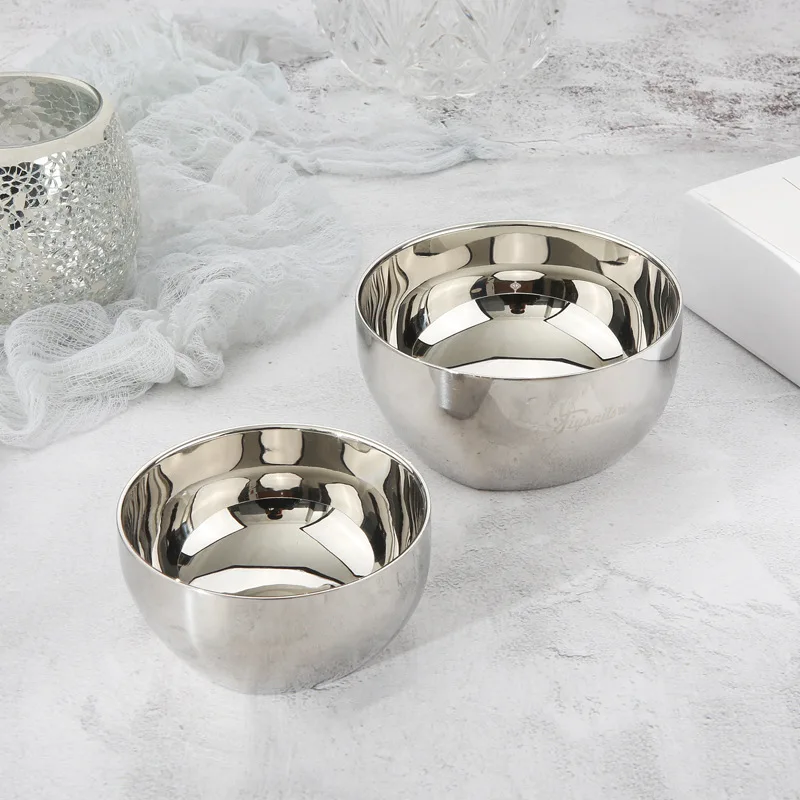 10/12cm Rose Golden Silver Color 304 Stainless Steel Bowls Thickened Double Layer Heat Insulation Dessert Bowl Kitchen Products | Дом и сад