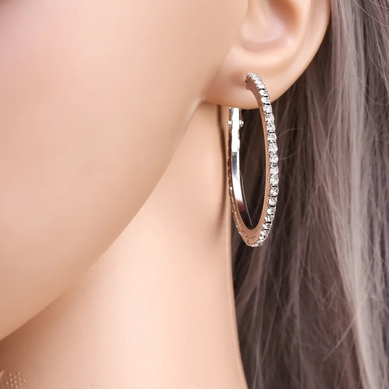 Женские круглые серьги HanCheng большие серьги-стразы Ювелирное Украшение |