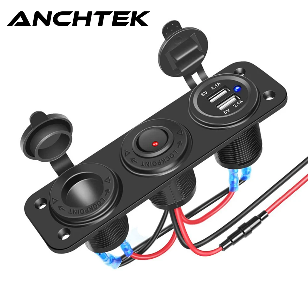 Водонепроницаемое зарядное устройство с двумя USB-портами для прикуривателя 4.2A |