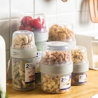 double layer food sealed cans plastic grain nuts jar storage box fruit salad organizer kitchen milk storage bottle portable