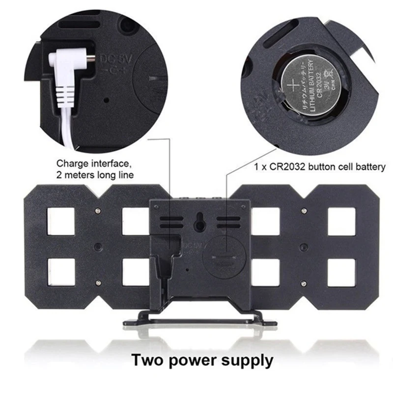 3D светодиодный цифровые настенные часы даты и времени по Цельсию Ночная Дисплей