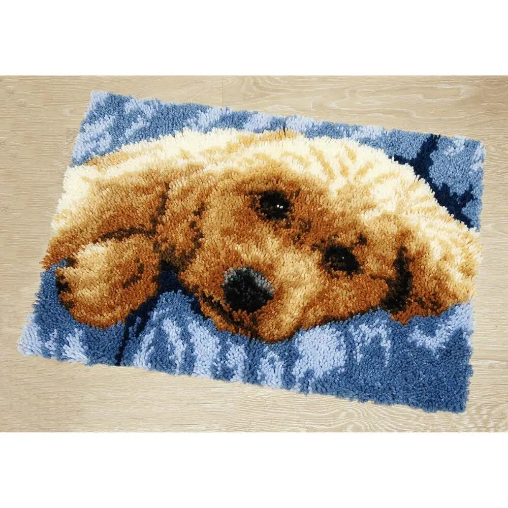 

Latch Hook Kits for Adults and Kids with Printed Puppy Pattern Relaxing Fun Hobby Kit Including Hooks Home Decoration