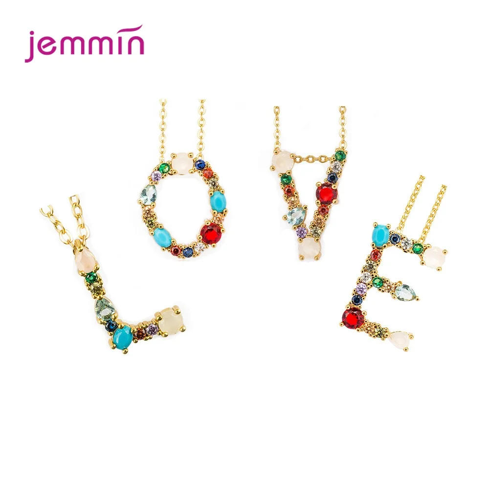 Радужное Новое модное золотое ожерелье с 26 буквами микро CZ кубический цирконий AZ