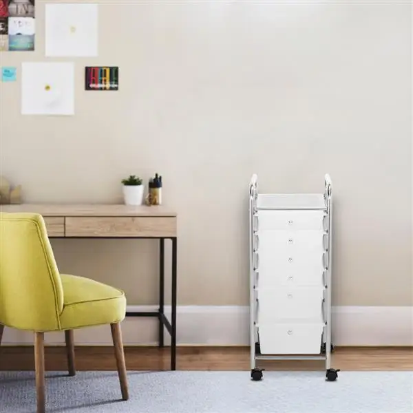 

Clear 6-Layers 4 Small Drawers 2 Big Drawers Plastic Organizer storage Cart White